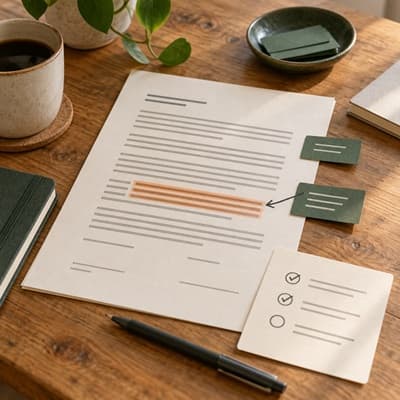 Freelance agreement with highlighted wording and review notes