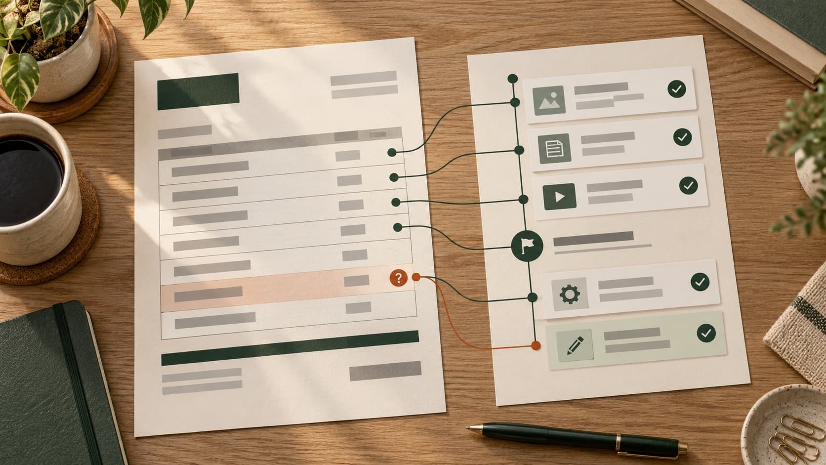 Completed work and approved changes being matched to an invoice